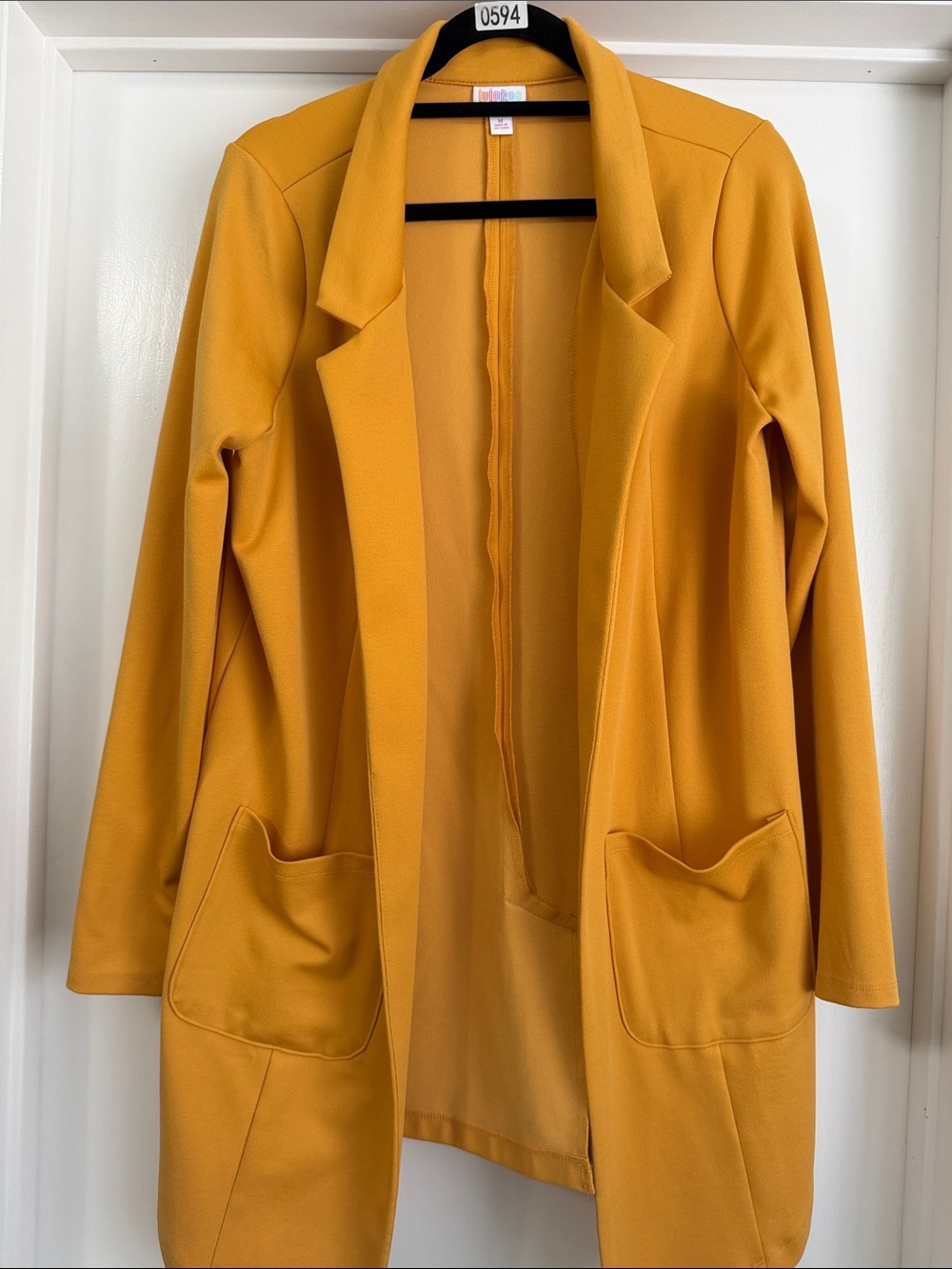 LuLaRoe Gwen Boyfriend Mustard Open-Front Blazer Jacket Medium M